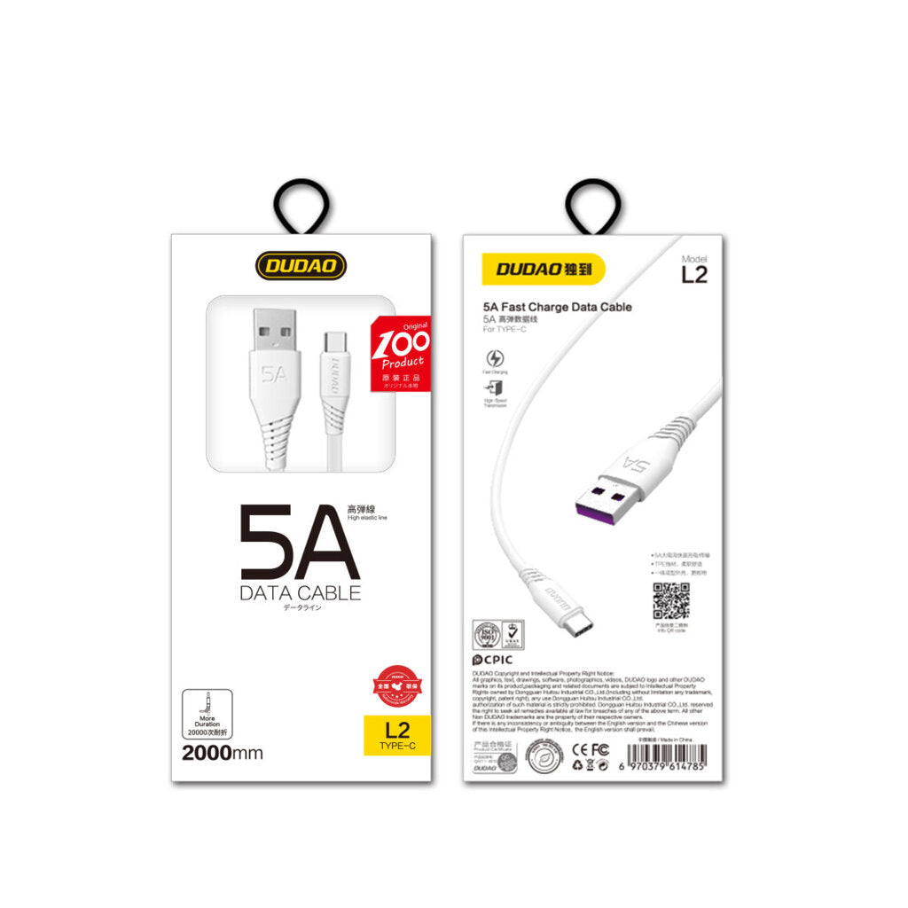 DUDAO L4T-1.2MW 5A TYPE-C DATA CABLE 1.2M DUDAO L4T-1.2MW 5A TYPE-C DATA CABLE 1.2M